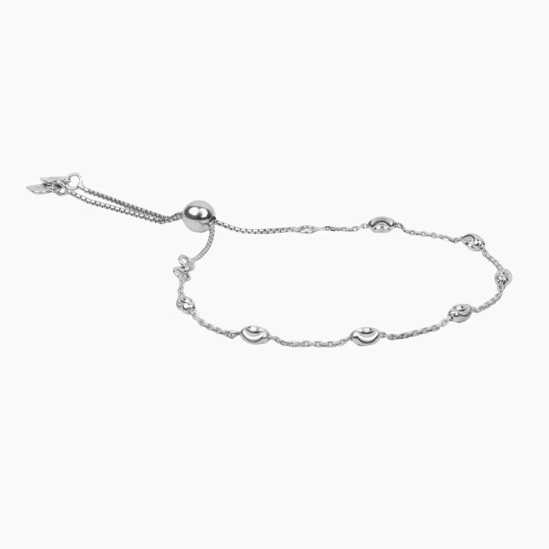 Adjustable Moon Cut Stazione Friendship Bracelet (Silver)