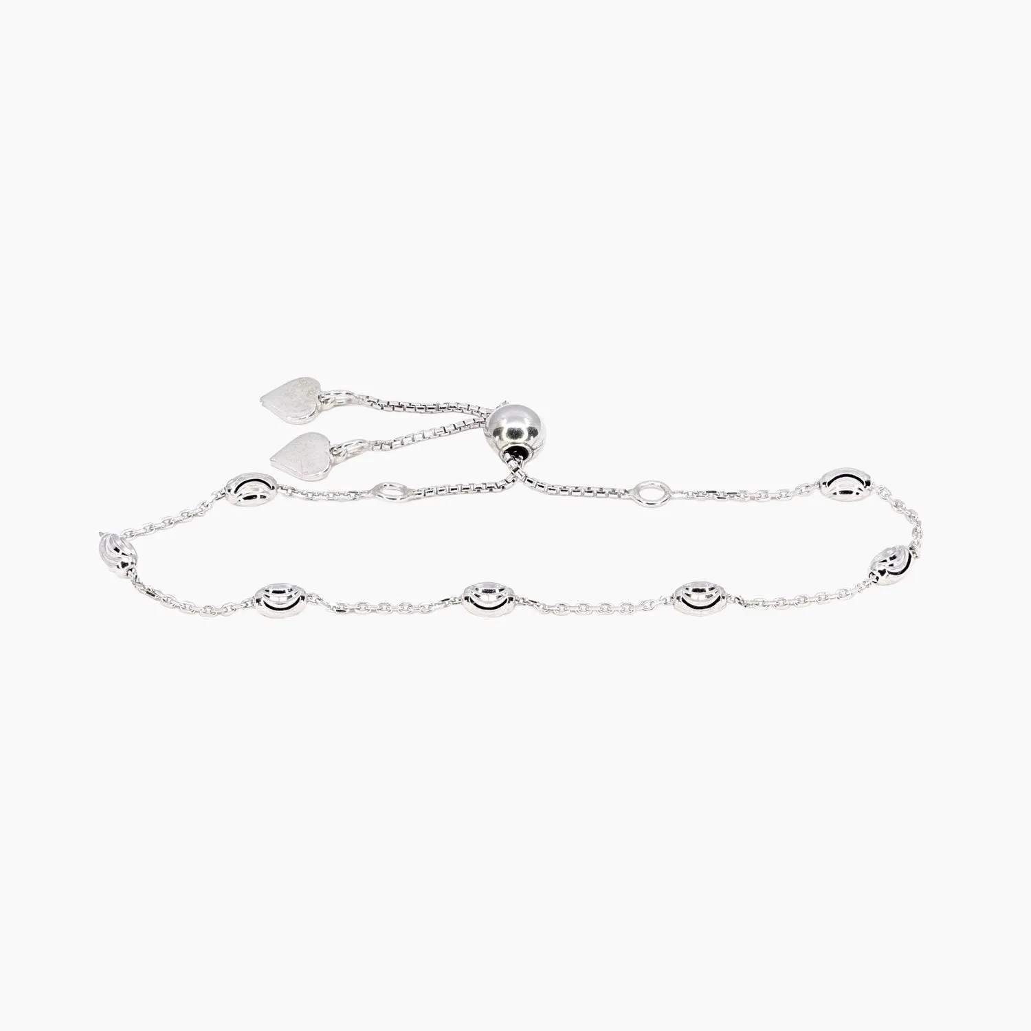 Adjustable Moon Cut Stazione Friendship Bracelet (Silver)