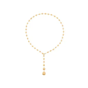 Africa 18K Yellow Gold Diamond Pave Clast Lariat Necklace