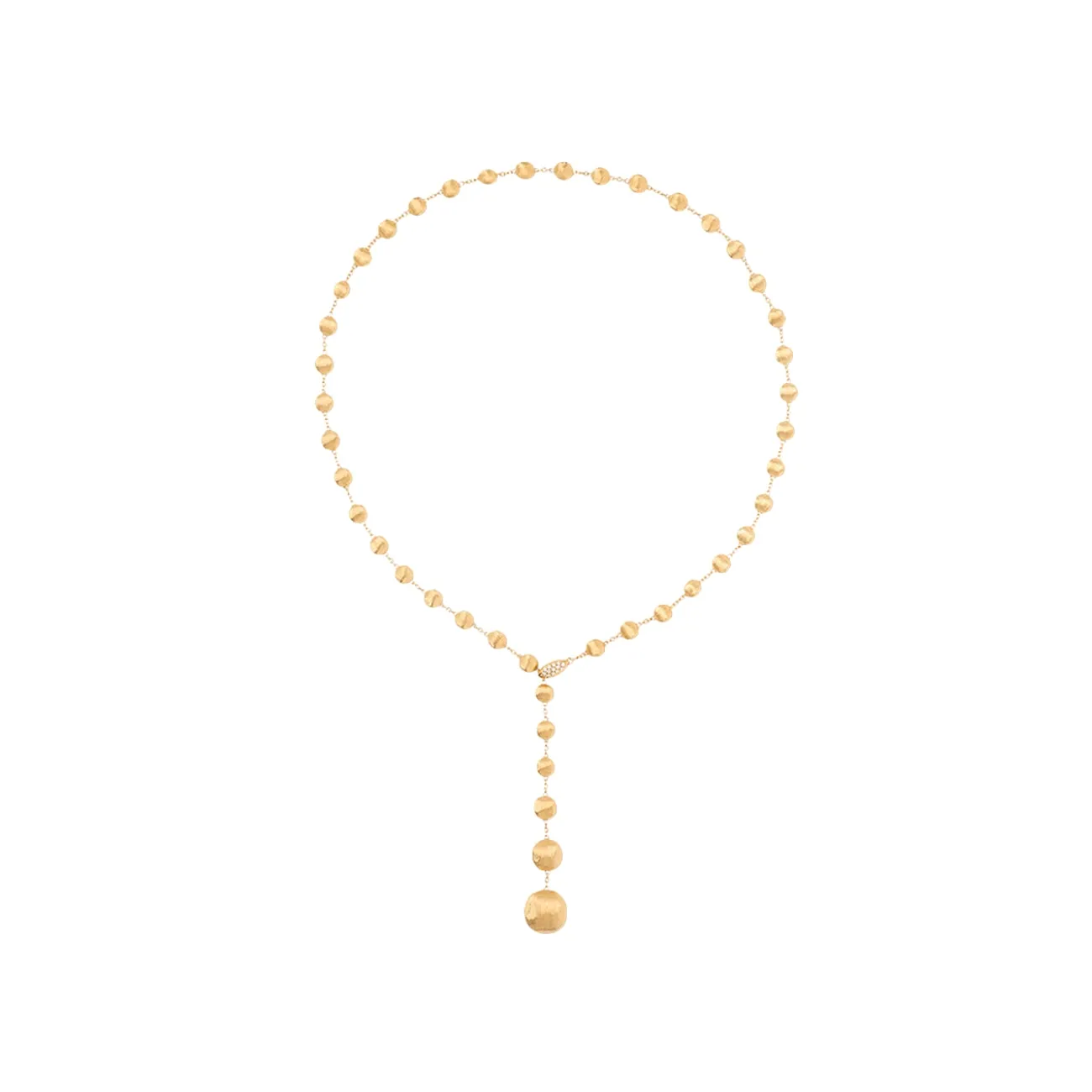 Africa 18K Yellow Gold Diamond Pave Clast Lariat Necklace
