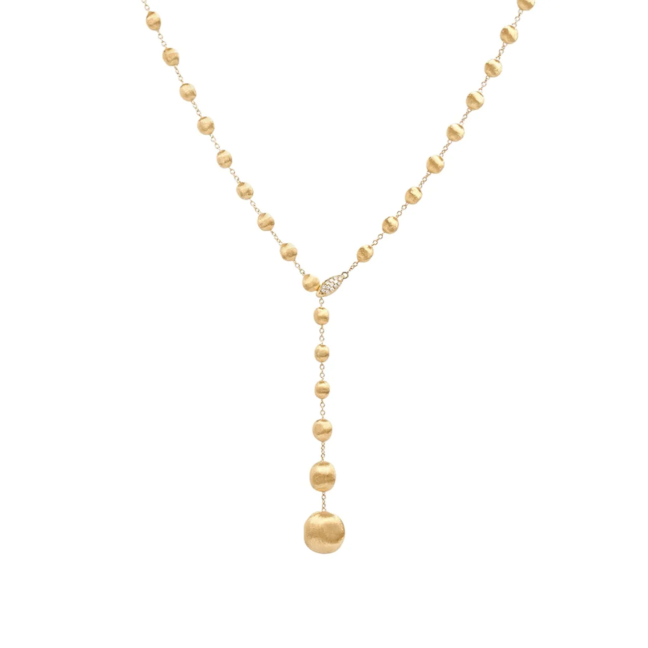 Africa 18K Yellow Gold Diamond Pave Clast Lariat Necklace