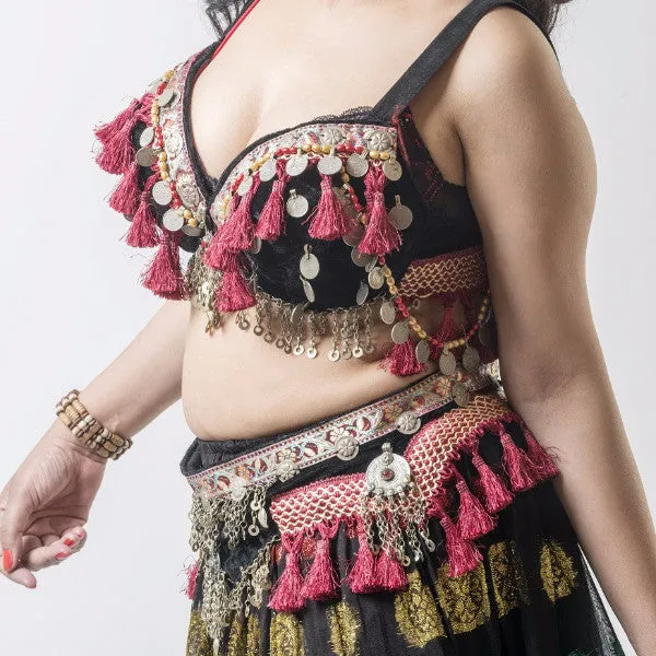 Aishwarya bra belt set burgundy WS