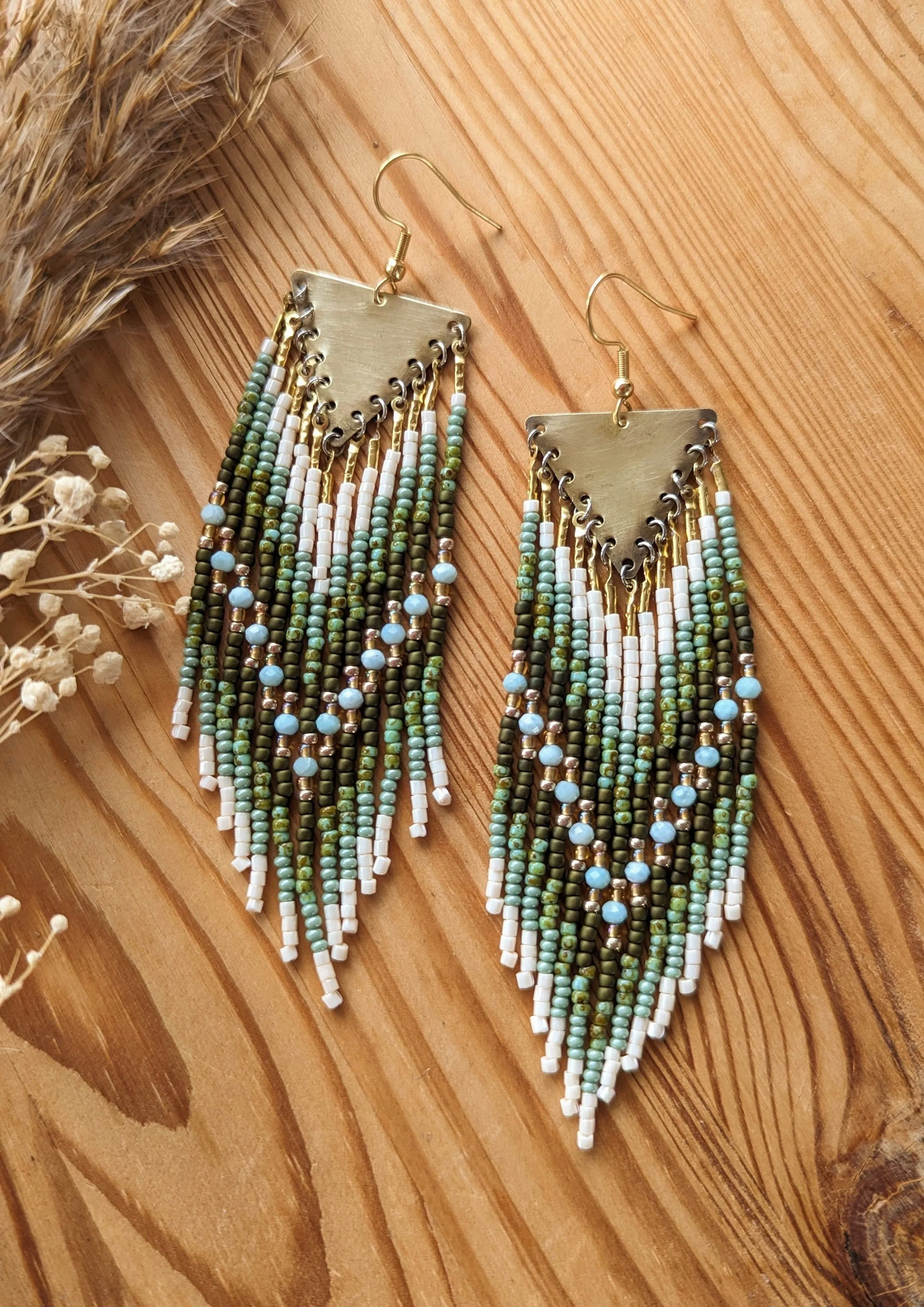 Alicia Green Larimar Seed Bead Earrings