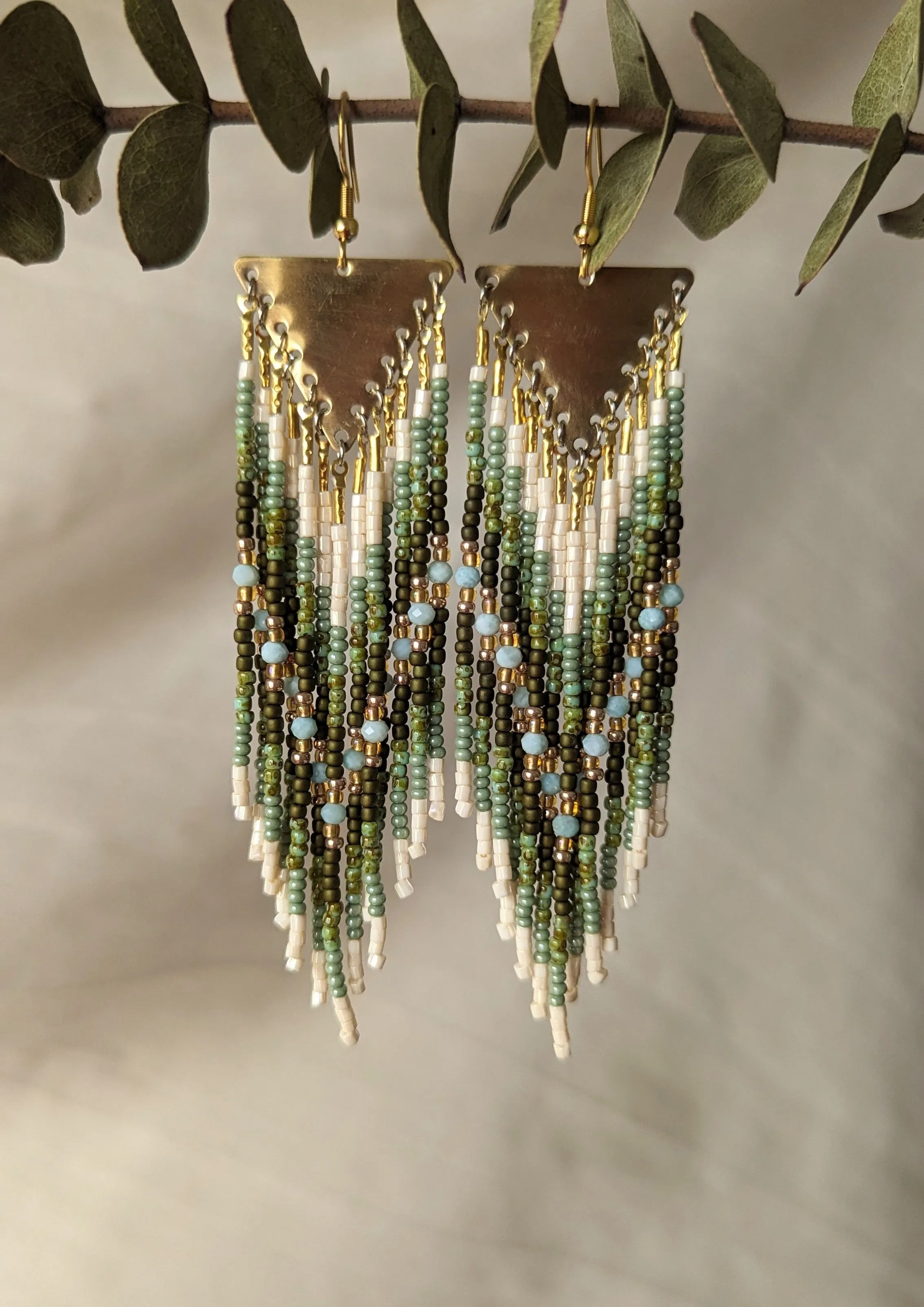 Alicia Green Larimar Seed Bead Earrings