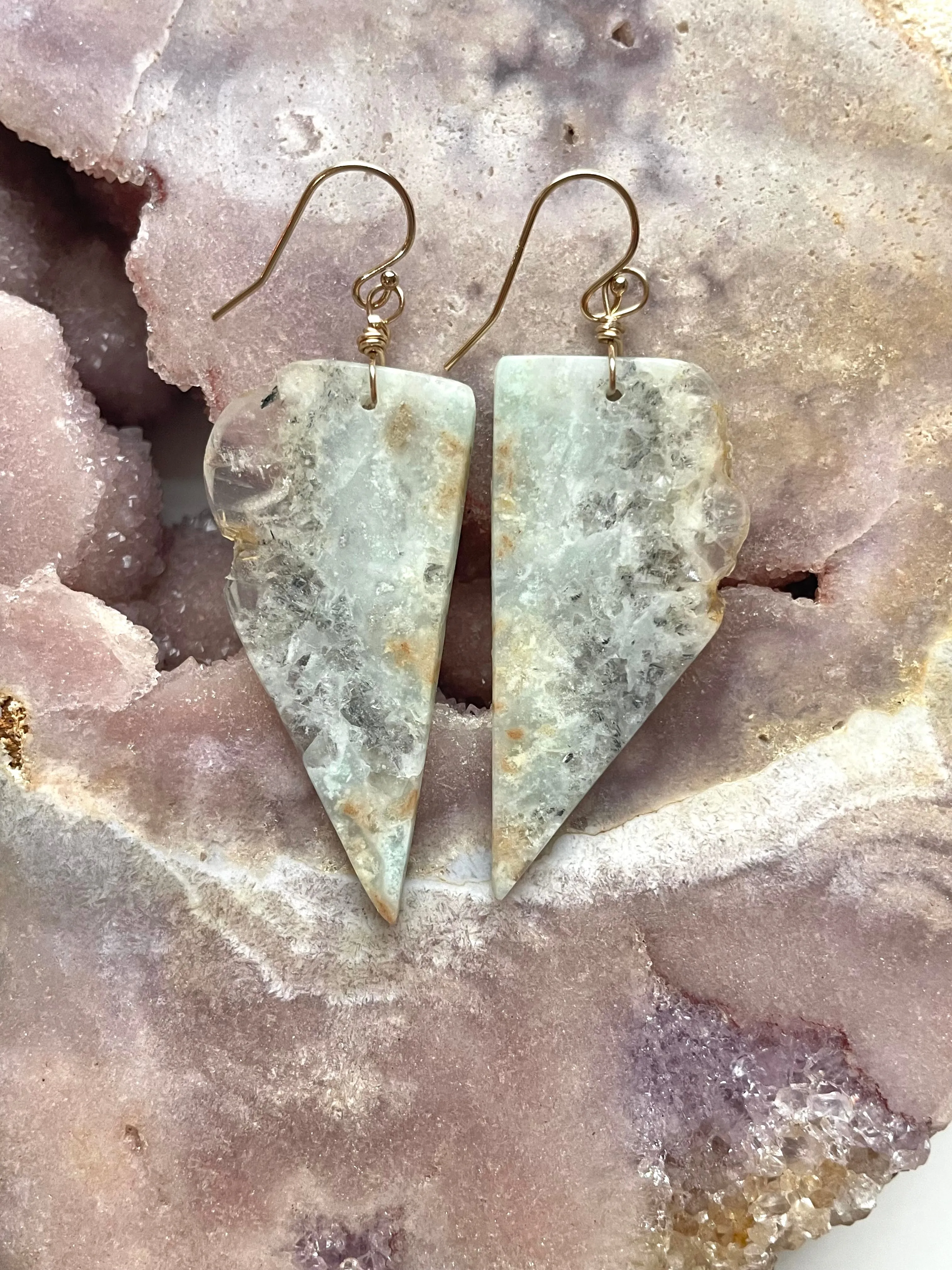 Amazonite dangle earrings on gold fill