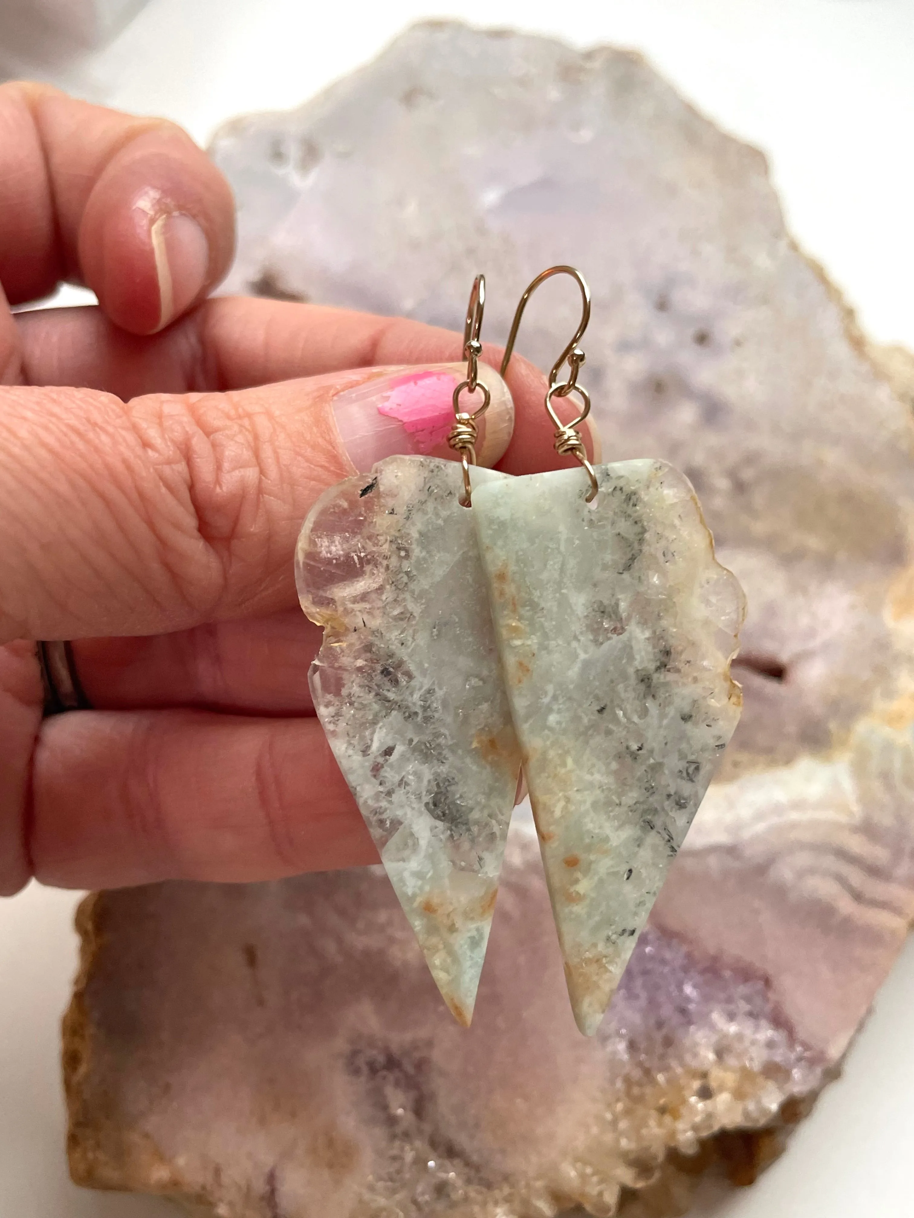 Amazonite dangle earrings on gold fill