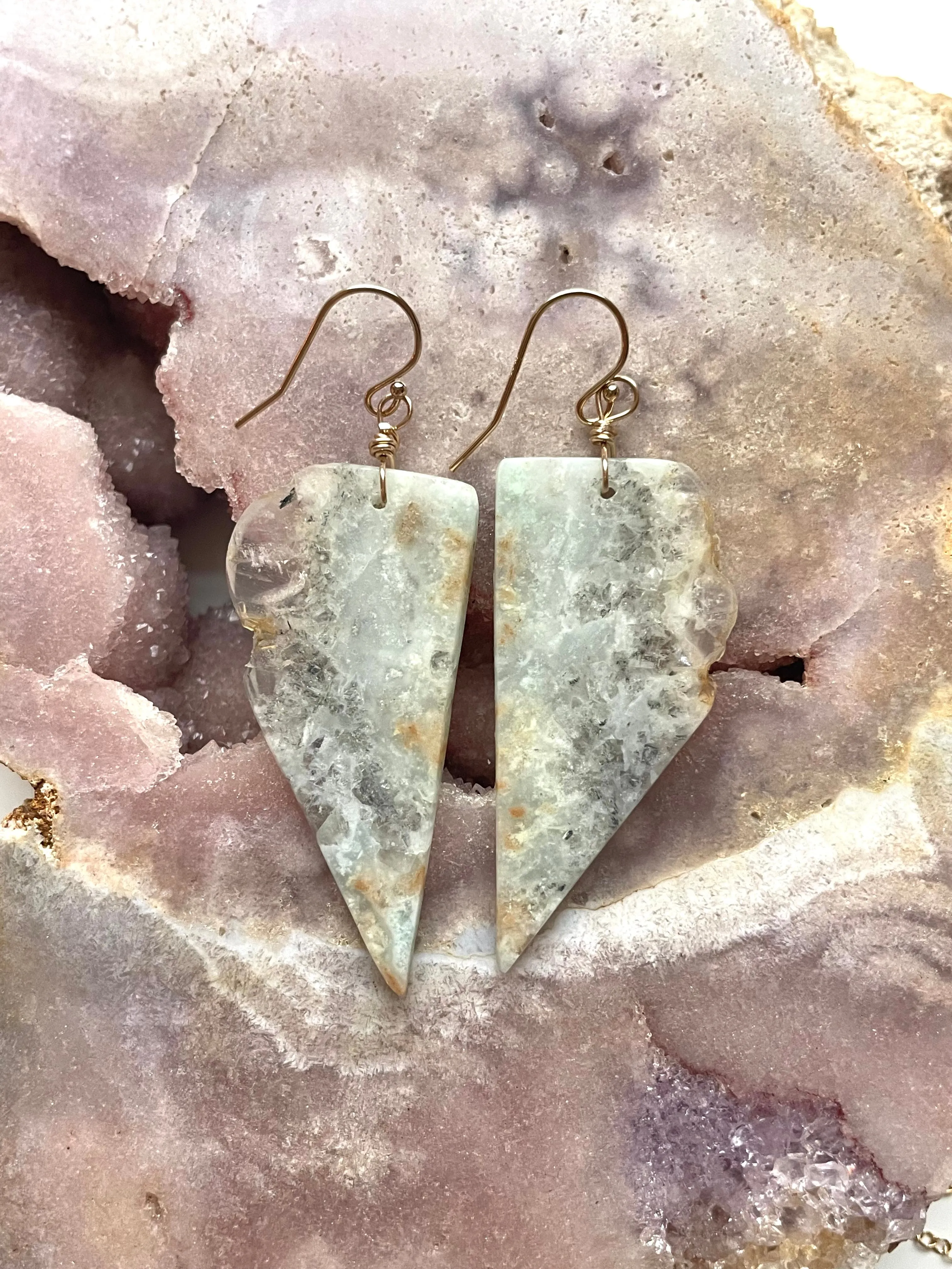 Amazonite dangle earrings on gold fill