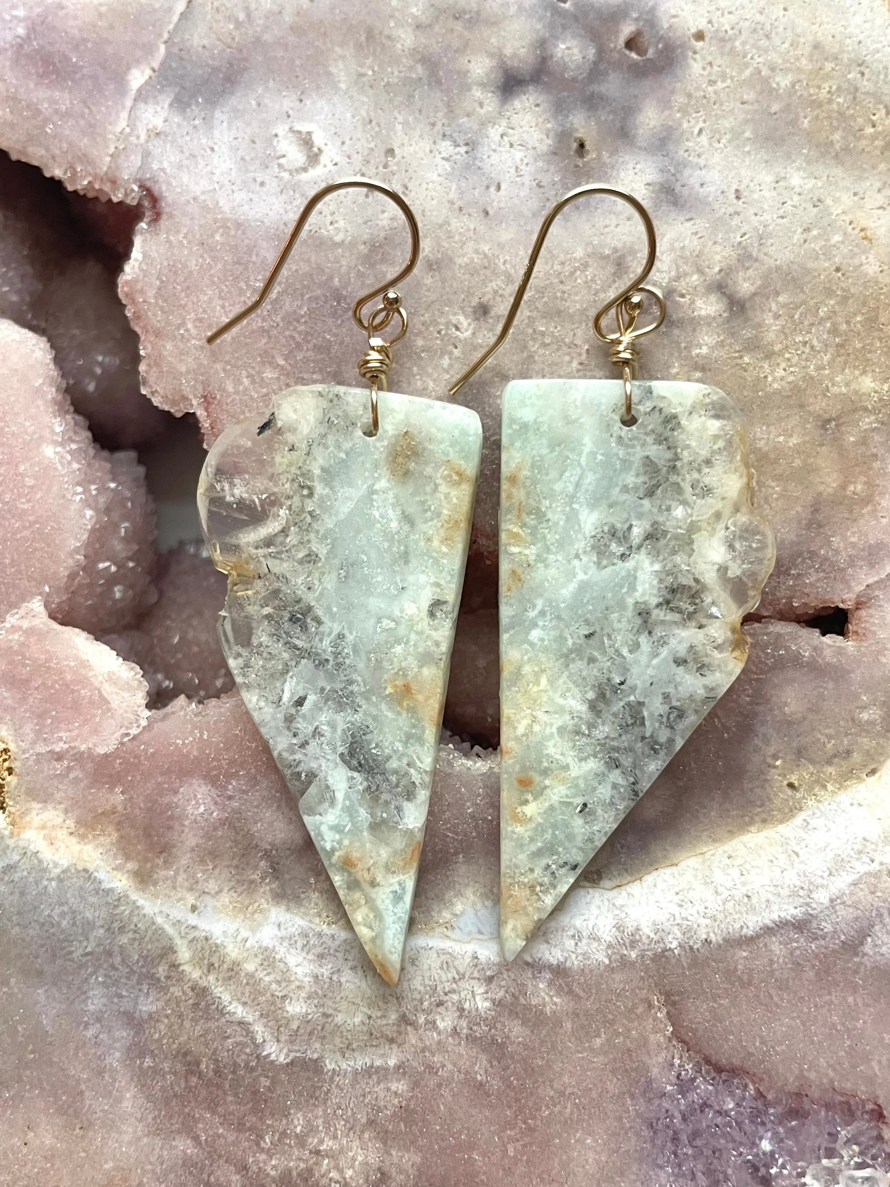Amazonite dangle earrings on gold fill