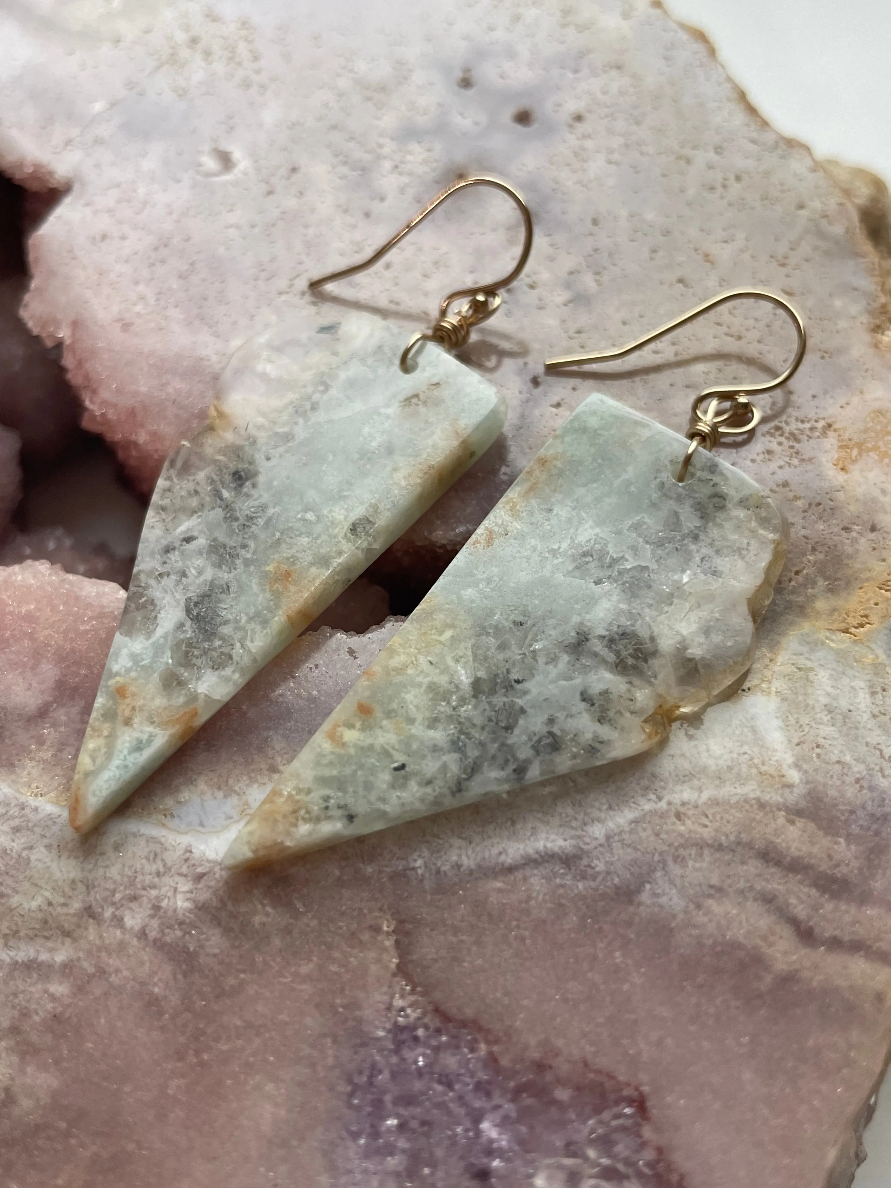 Amazonite dangle earrings on gold fill