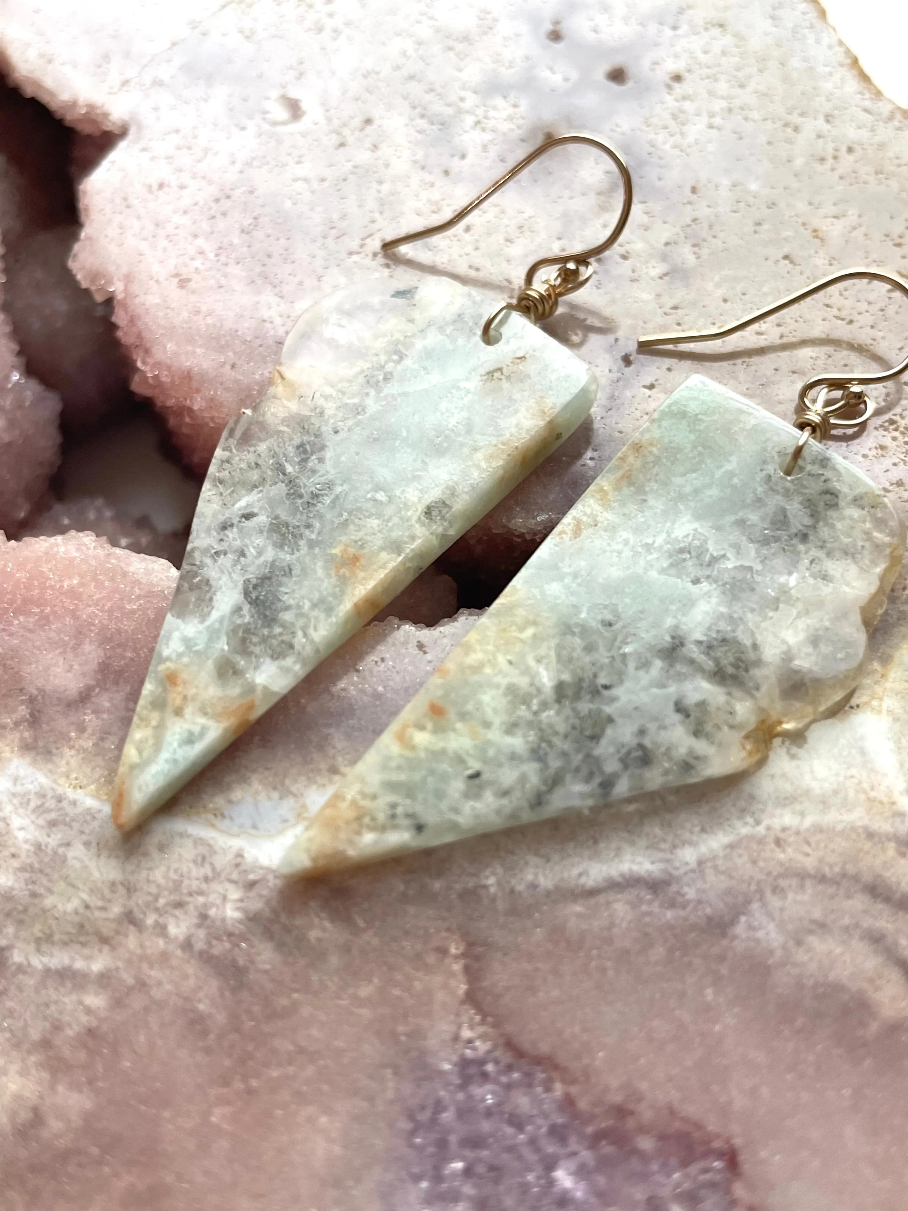 Amazonite dangle earrings on gold fill