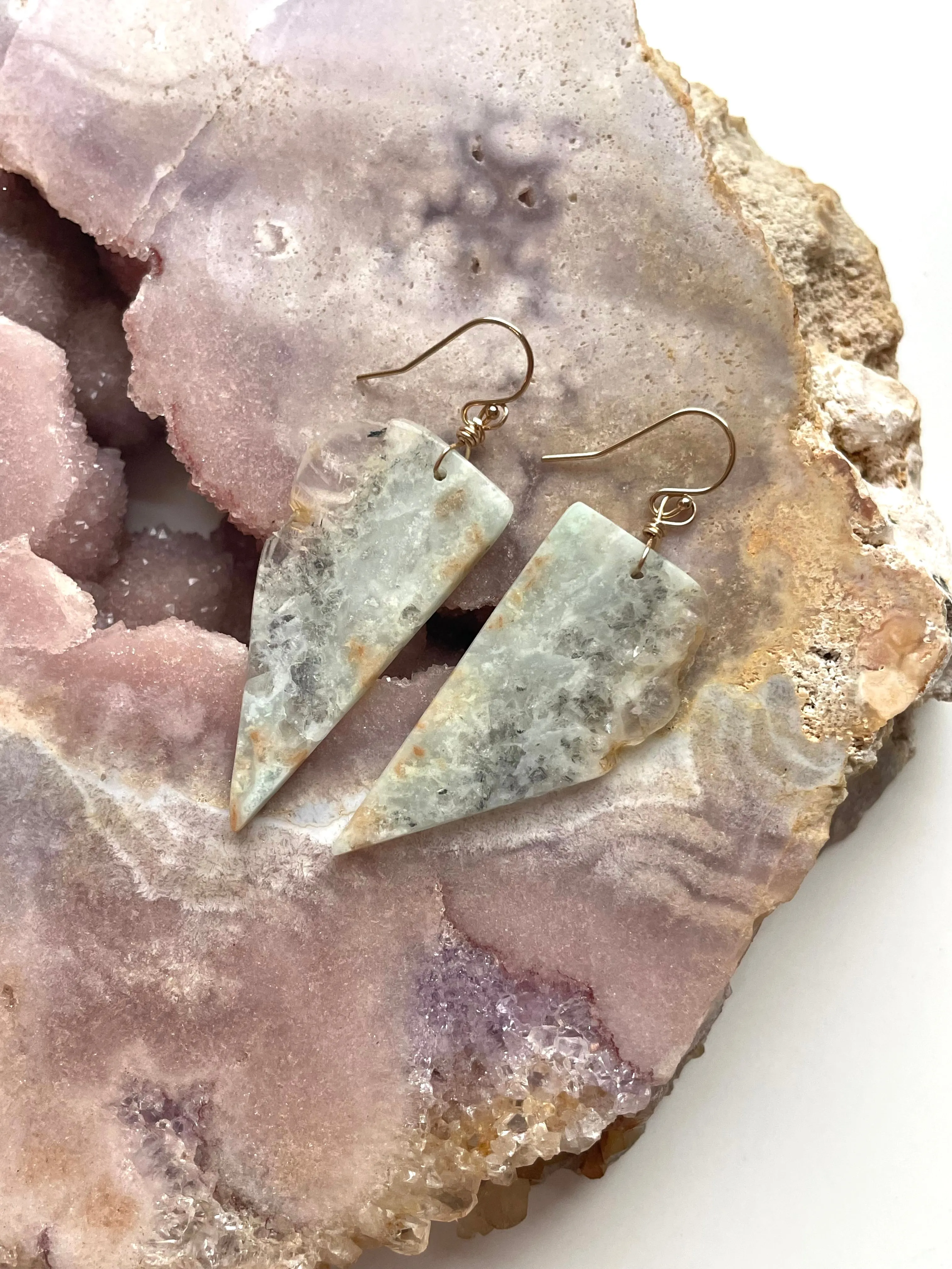 Amazonite dangle earrings on gold fill