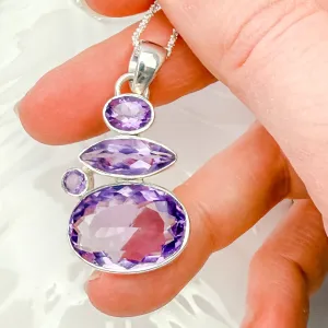 Amethyst 1.75” Silver Pendant