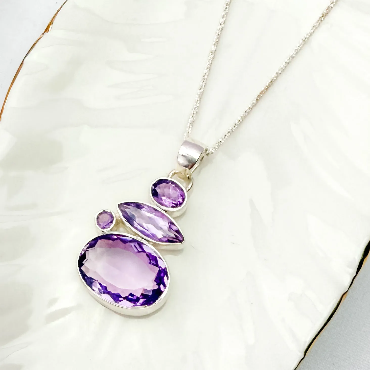 Amethyst 1.75” Silver Pendant