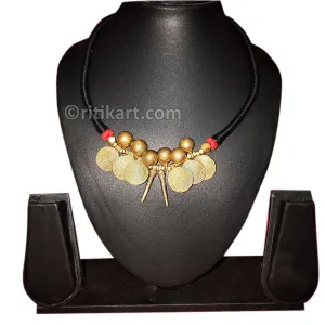 Ancient Tribal Necklace With Spiral Rings and Brass Spikes