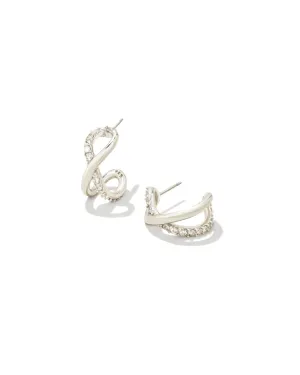Annie Infinity Huggie Earring In Rhodium White Crystal