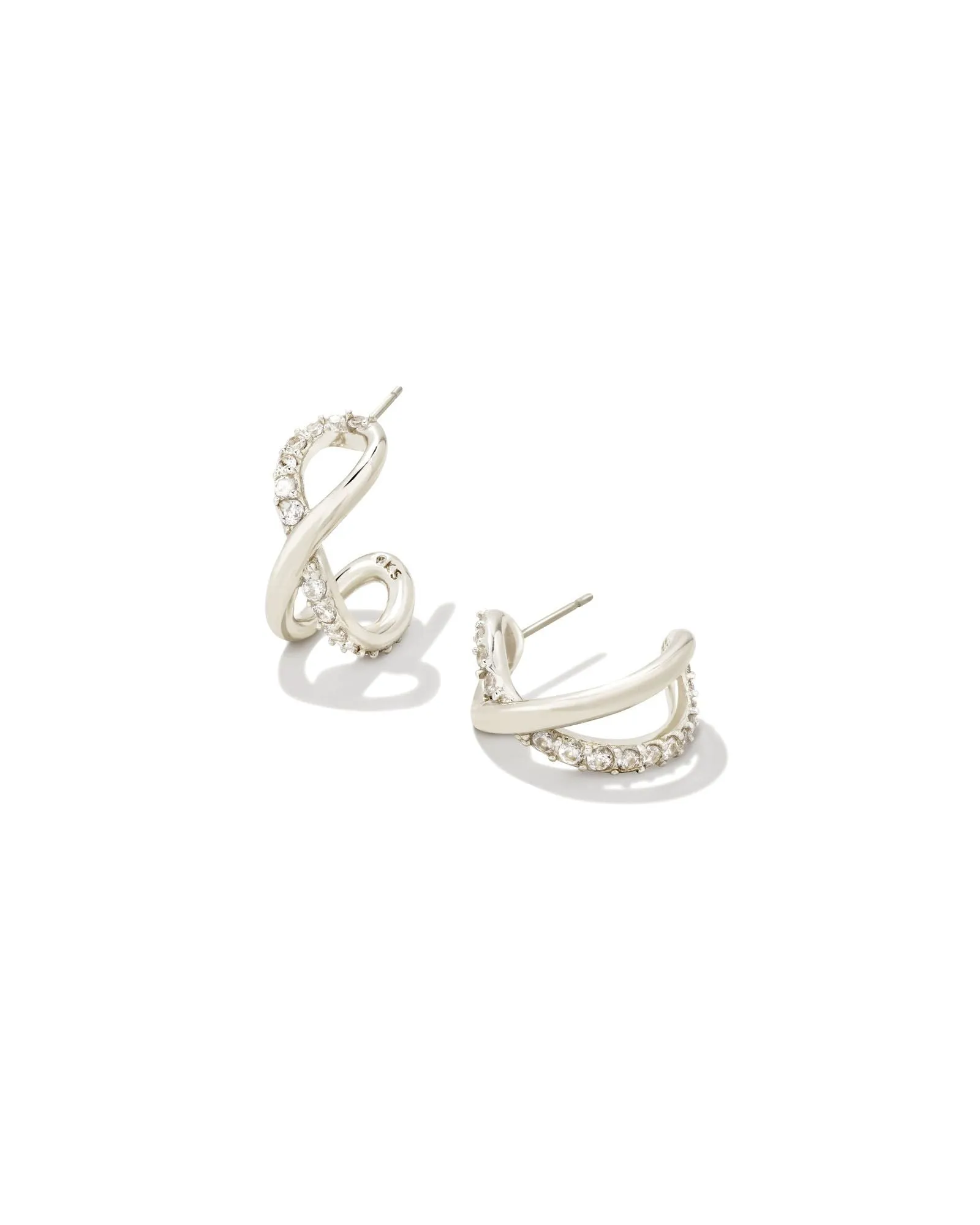 Annie Infinity Huggie Earring In Rhodium White Crystal