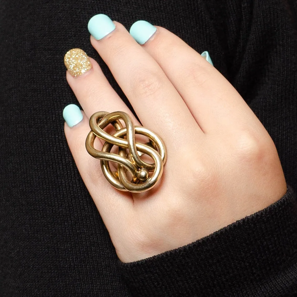 Antique Love Knot Conversion Statement Ring of 14k Gold