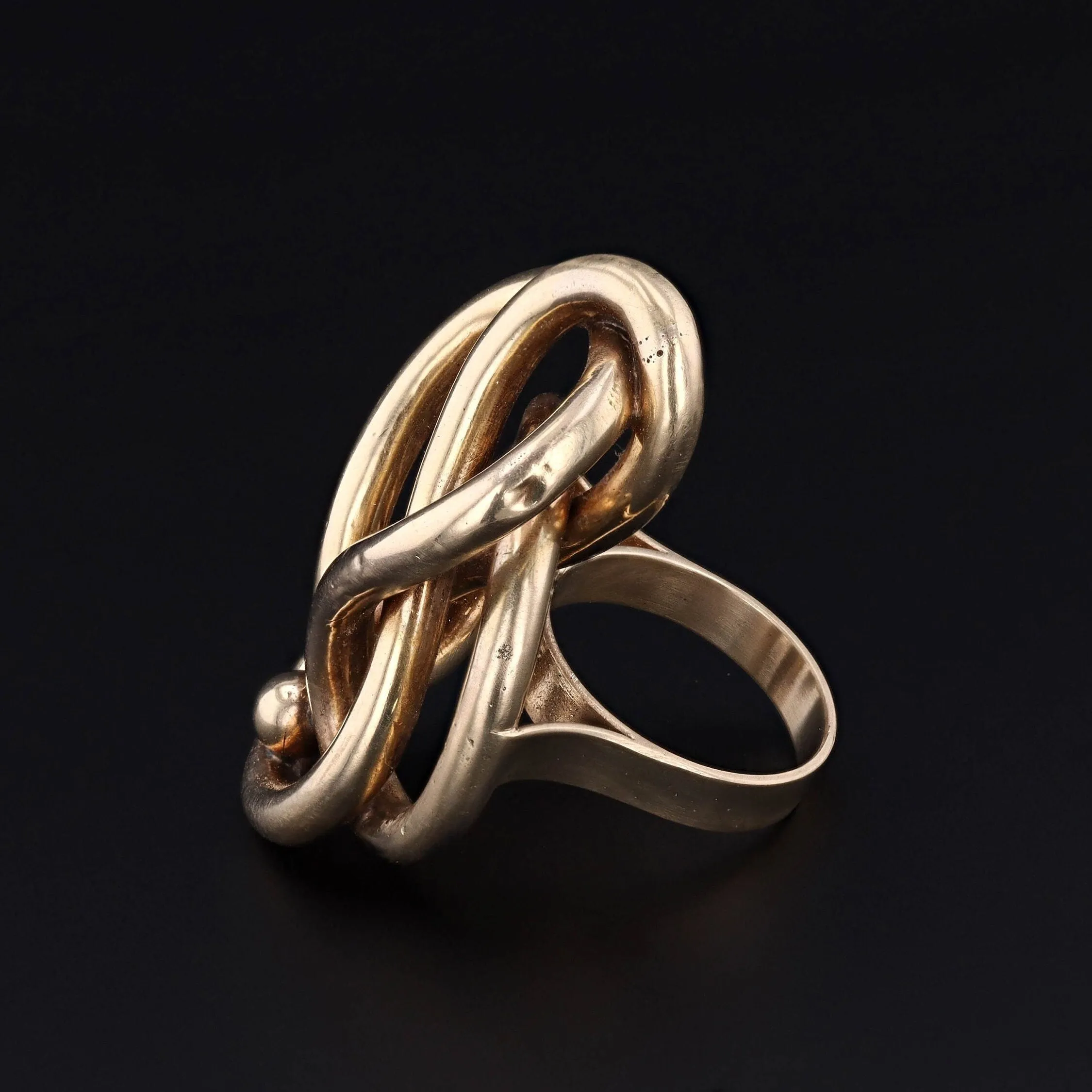 Antique Love Knot Conversion Statement Ring of 14k Gold