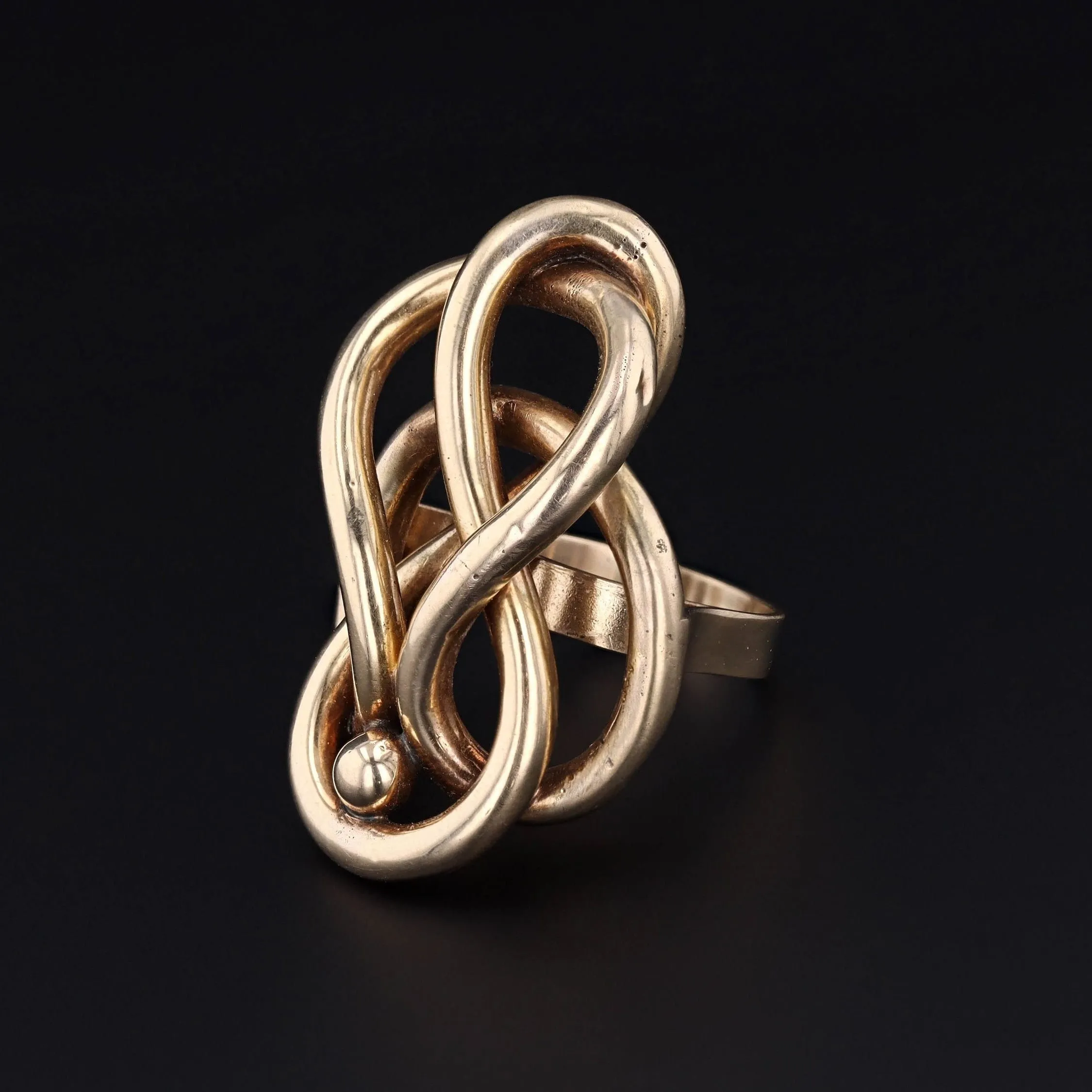 Antique Love Knot Conversion Statement Ring of 14k Gold