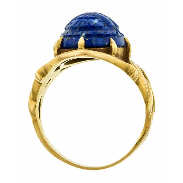 Art Nouveau Lapis Scarab Ring