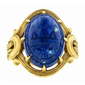 Art Nouveau Lapis Scarab Ring