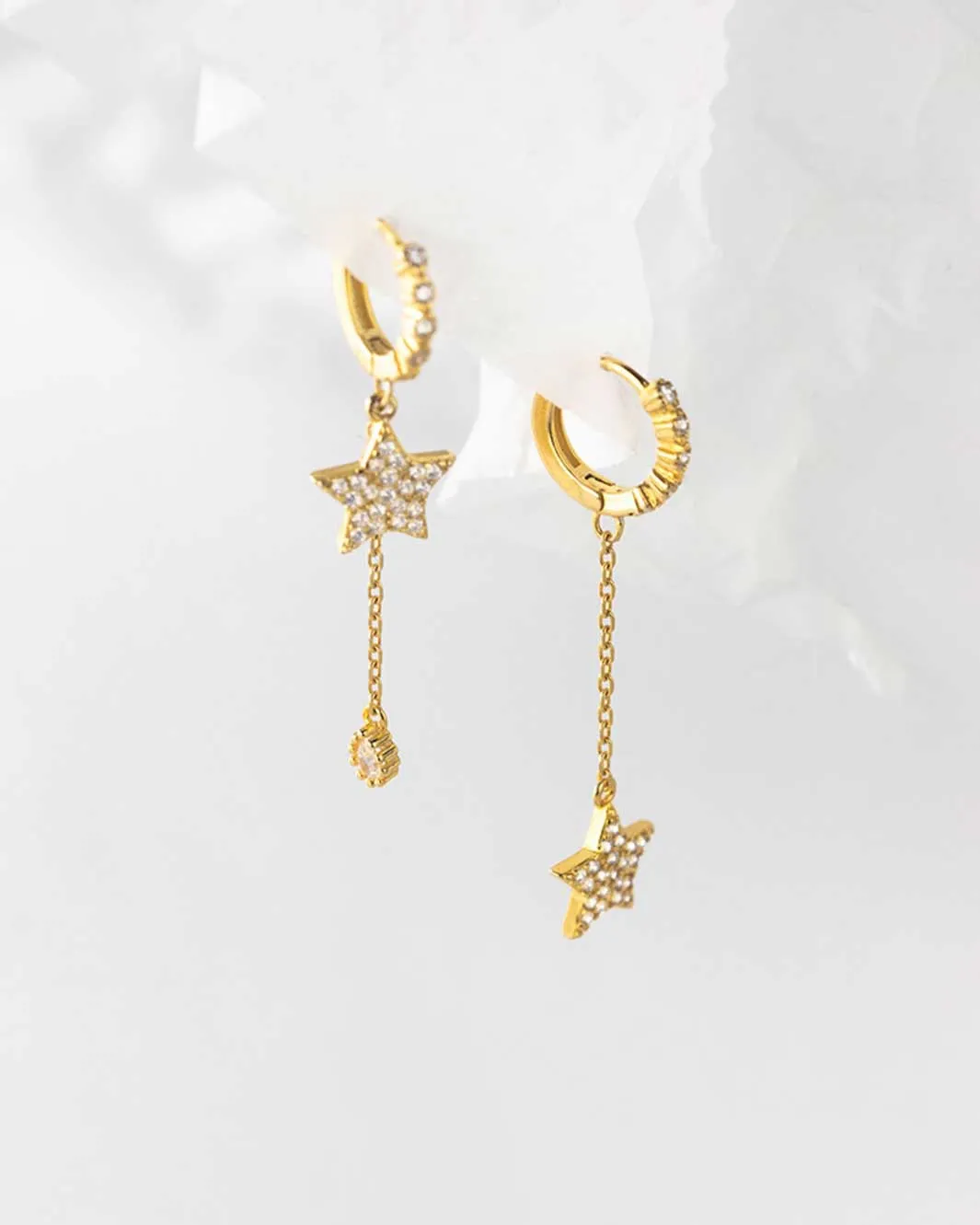 Astra Diamante Star Huggie Earrings