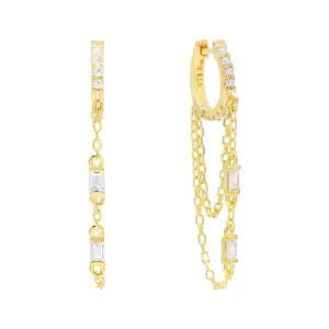 Baguette Chain Huggie Earring