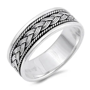 Bali Rope Design Weave Knot Wedding Ring New 925 Sterling Silver Band Sizes 7-13