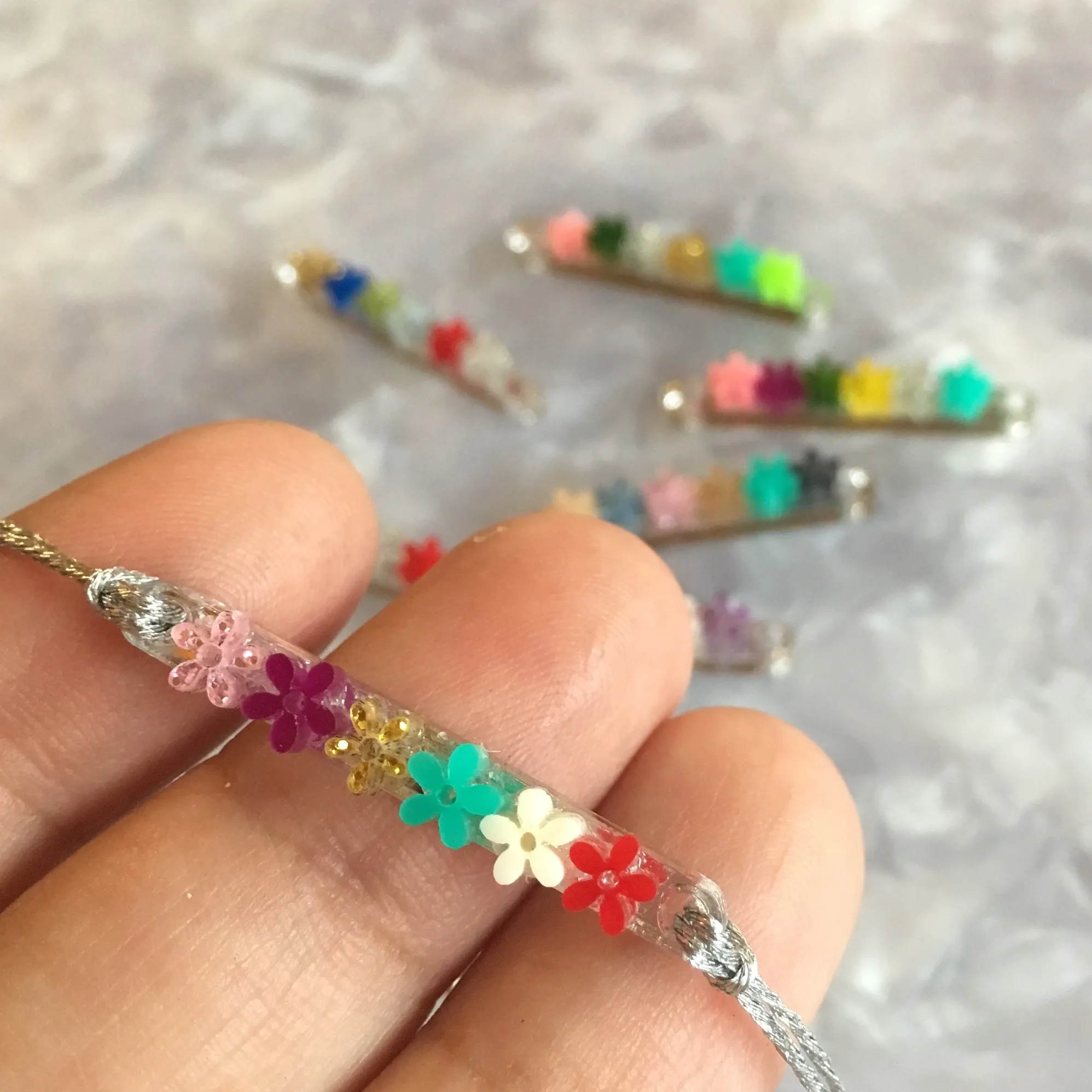 Bars with flowers Connectors links / 6 Pieces, 30mm