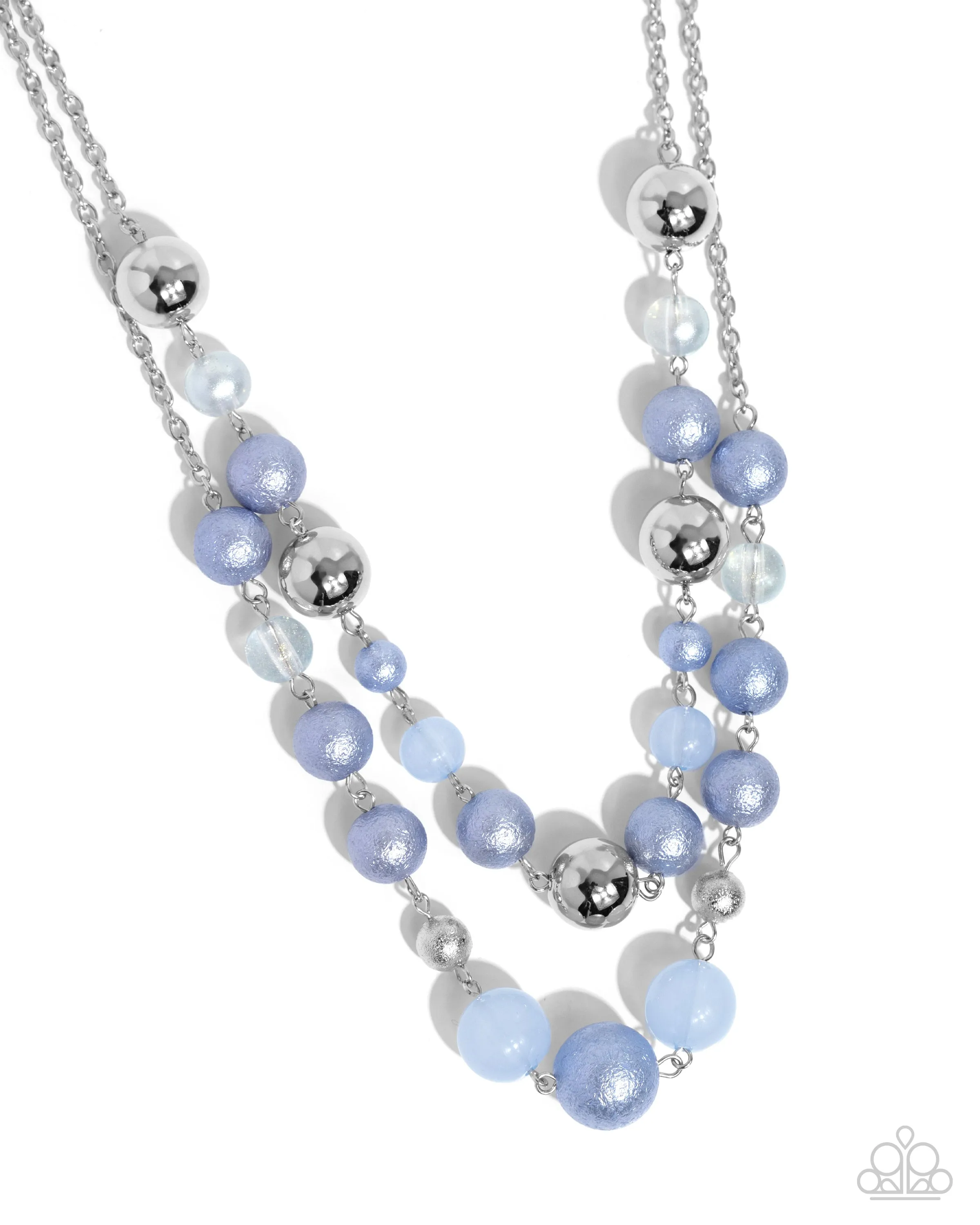 Beaded Benefit - Blue - Milky and Glittery Bead Tiered Paparazzi Short Necklace