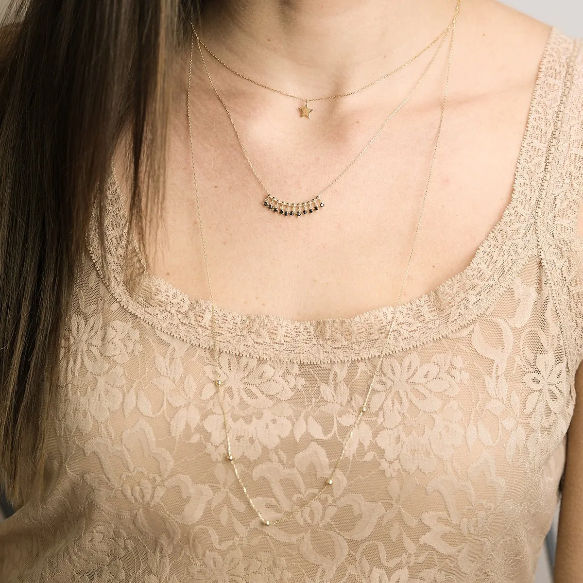 Beaded Station Necklace 10k