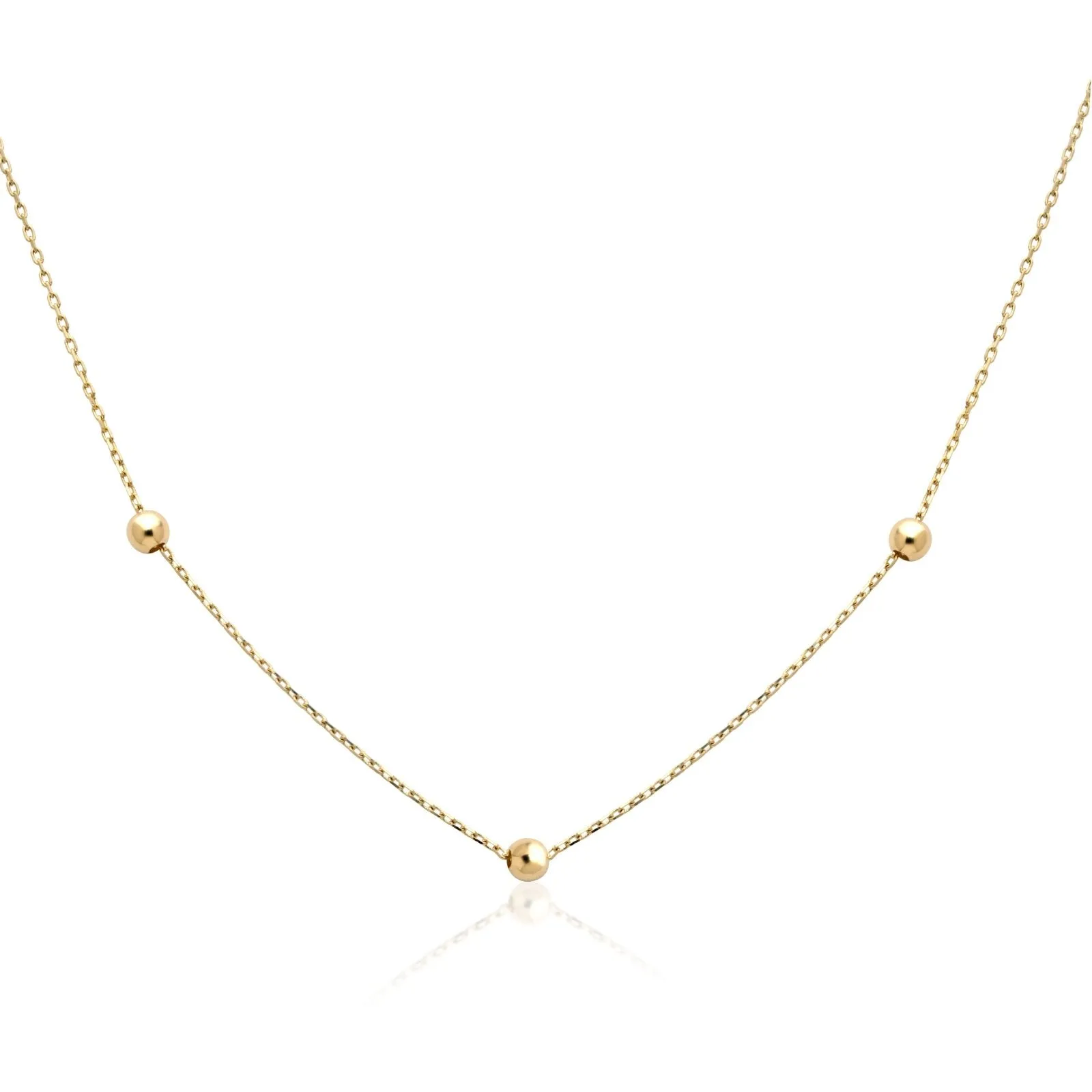 Beaded Station Necklace 10k