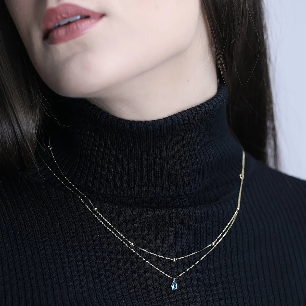 Beaded Station Necklace 10k