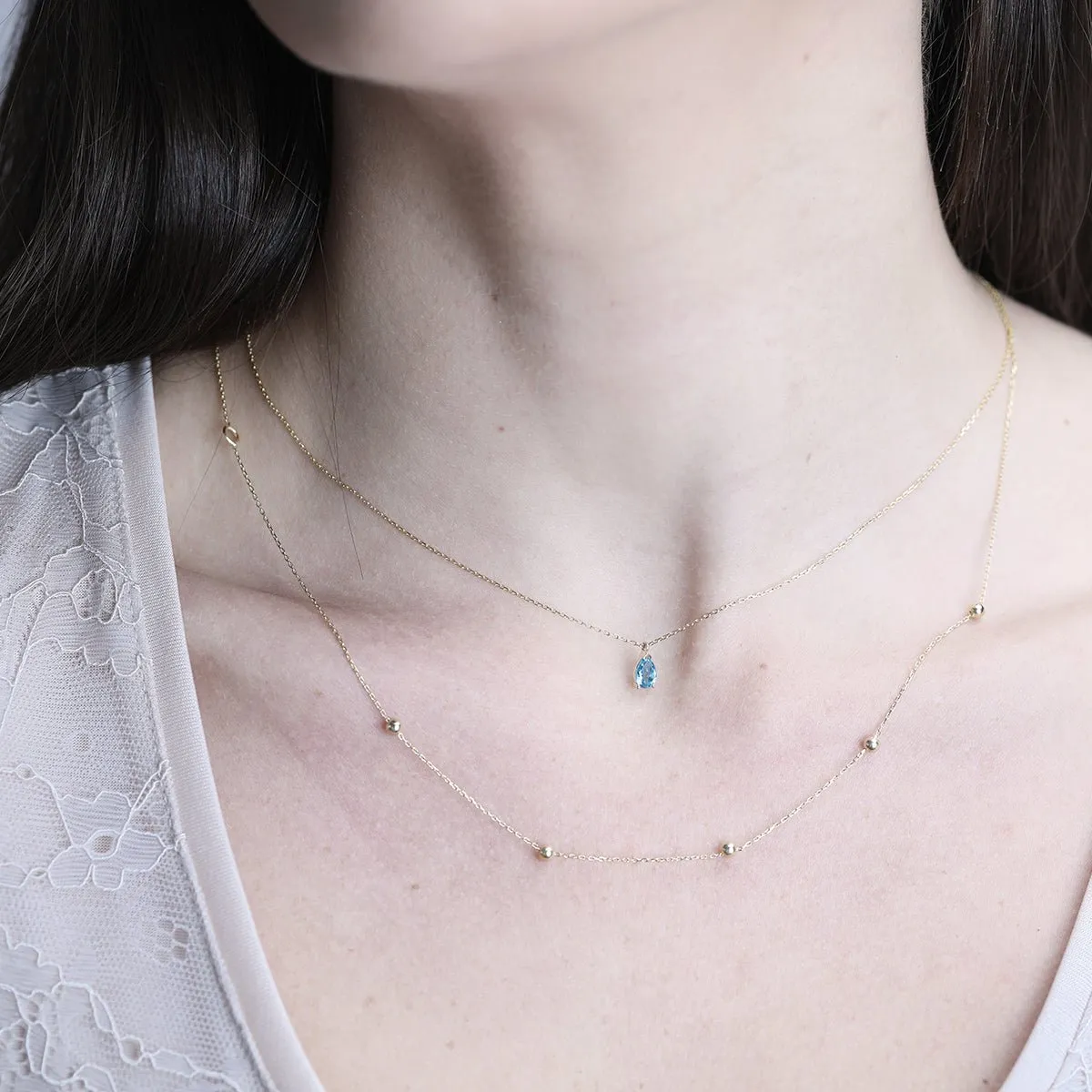 Beaded Station Necklace 10k