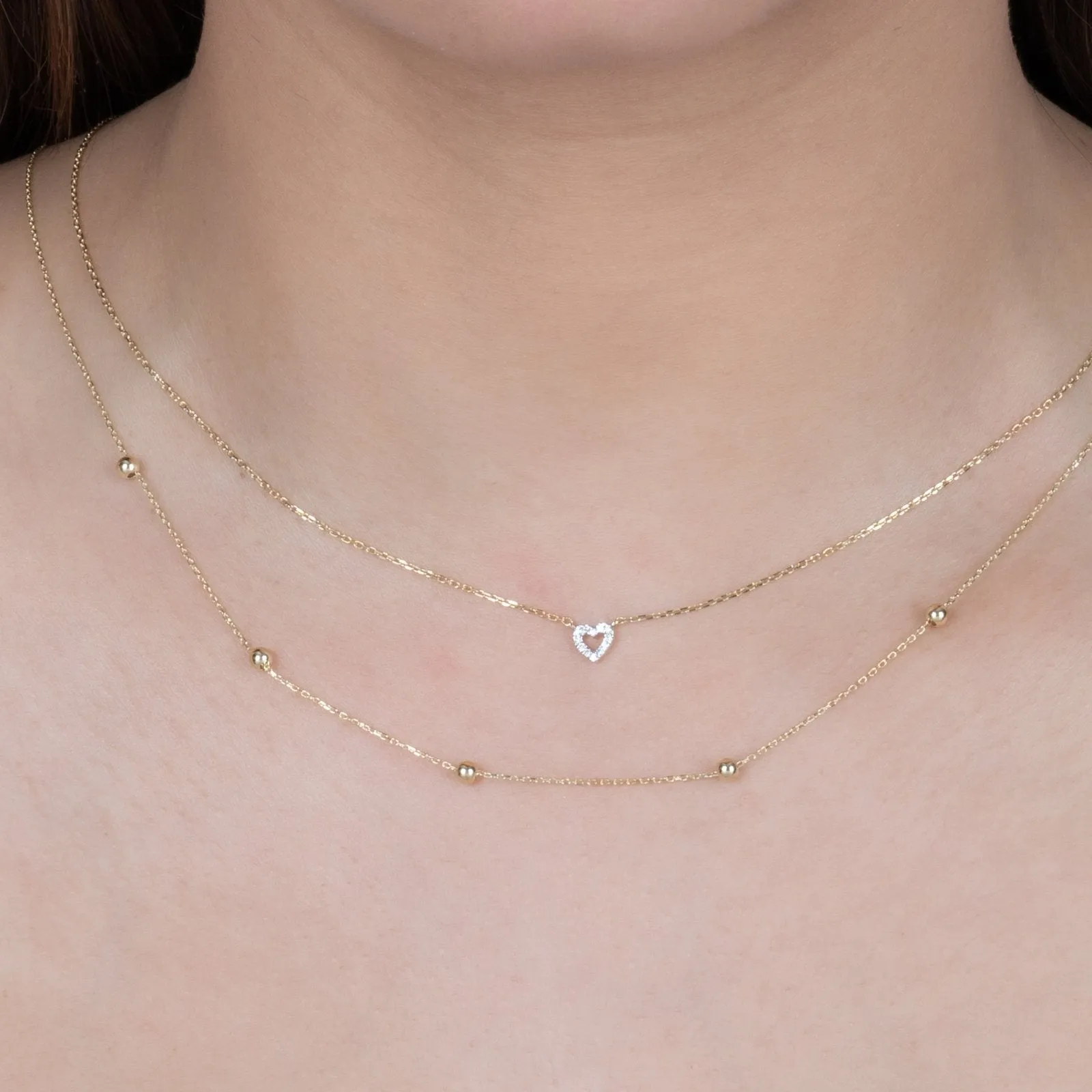 Beaded Station Necklace 10k