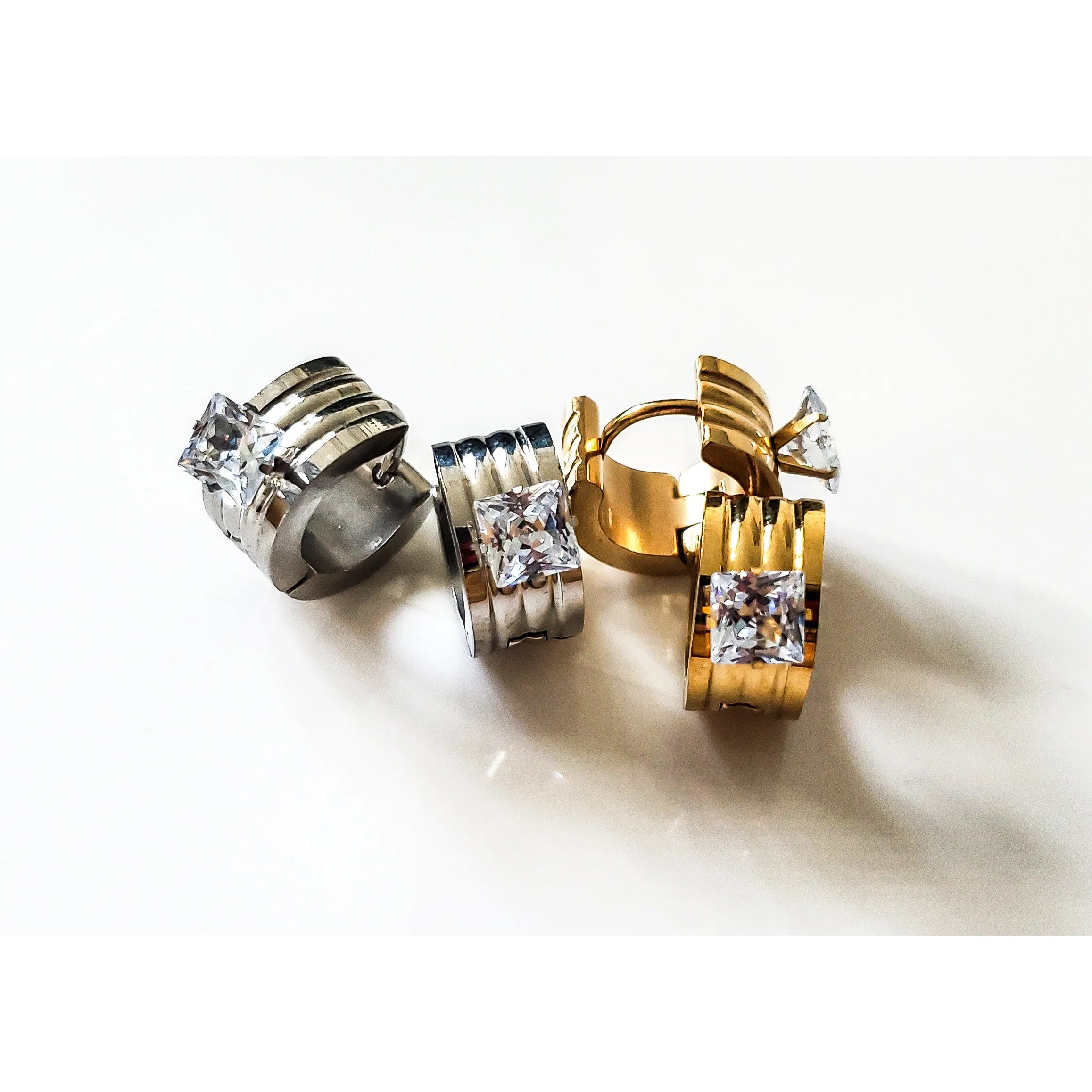 Bella 18K CZ Huggie Earrings