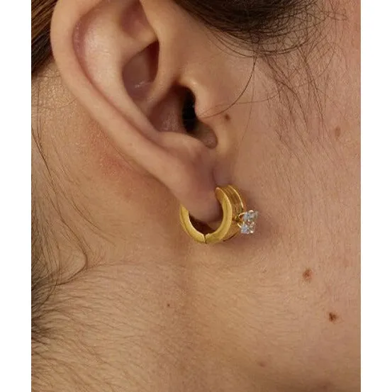 Bella 18K CZ Huggie Earrings