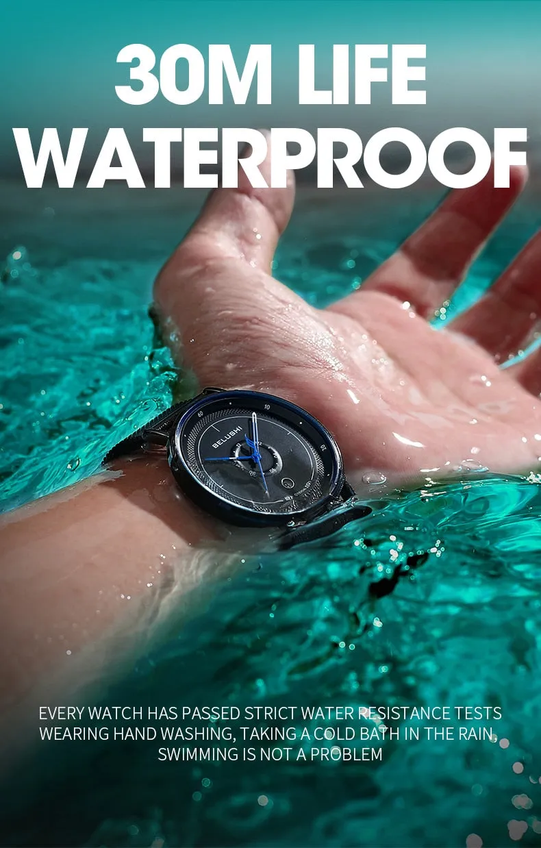BELUSHI New Fashion Men Watches Top Brand Sport Clock Mens Waterproof Quartz Watch Men Casual Wrist Watch Relogio Masculino