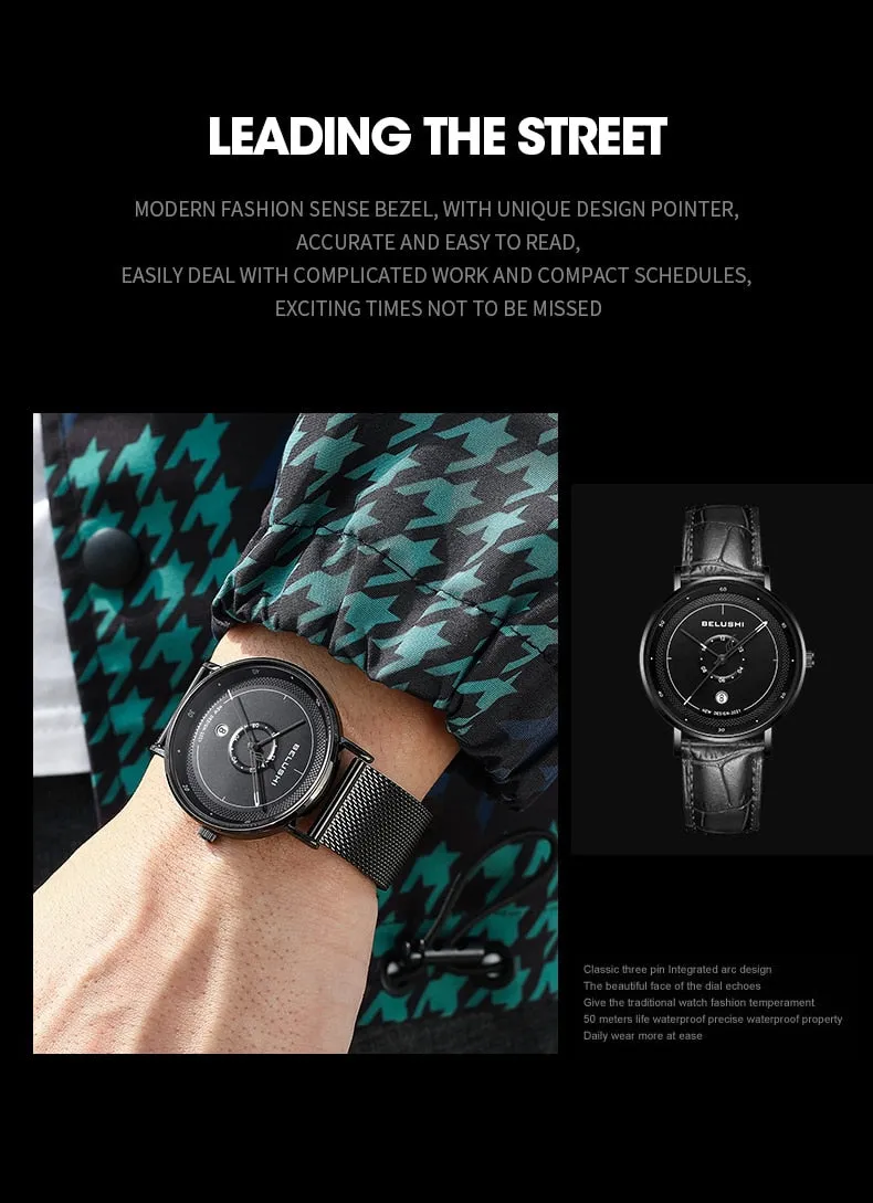 BELUSHI New Fashion Men Watches Top Brand Sport Clock Mens Waterproof Quartz Watch Men Casual Wrist Watch Relogio Masculino