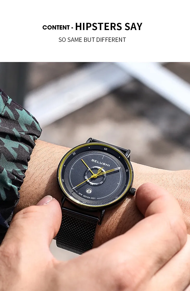 BELUSHI New Fashion Men Watches Top Brand Sport Clock Mens Waterproof Quartz Watch Men Casual Wrist Watch Relogio Masculino