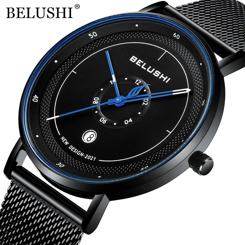 BELUSHI New Fashion Men Watches Top Brand Sport Clock Mens Waterproof Quartz Watch Men Casual Wrist Watch Relogio Masculino