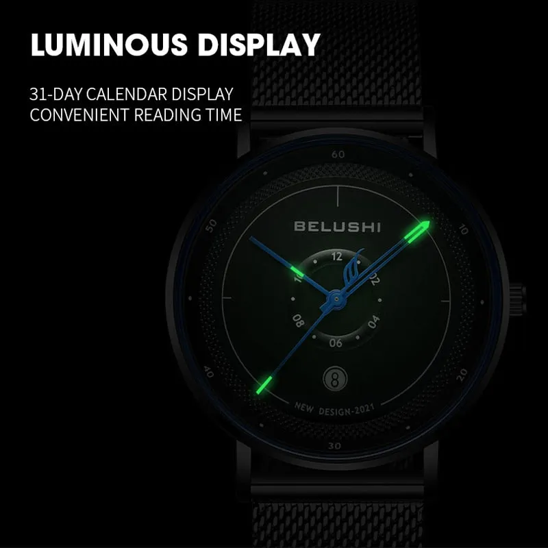 BELUSHI New Fashion Men Watches Top Brand Sport Clock Mens Waterproof Quartz Watch Men Casual Wrist Watch Relogio Masculino