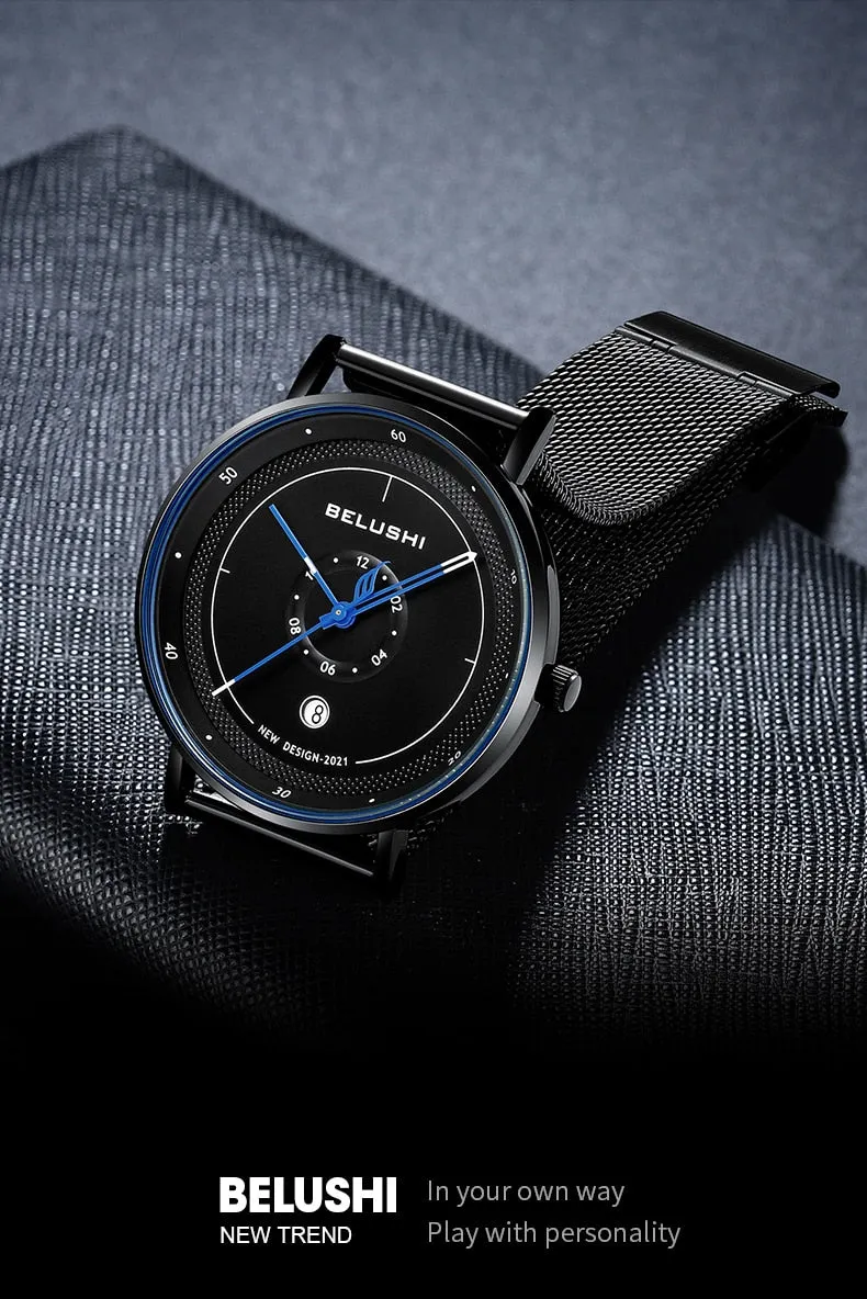 BELUSHI New Fashion Men Watches Top Brand Sport Clock Mens Waterproof Quartz Watch Men Casual Wrist Watch Relogio Masculino