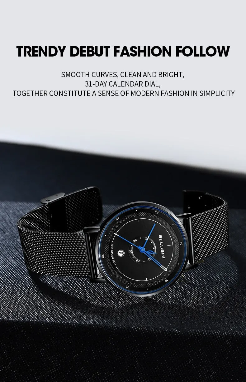 BELUSHI New Fashion Men Watches Top Brand Sport Clock Mens Waterproof Quartz Watch Men Casual Wrist Watch Relogio Masculino
