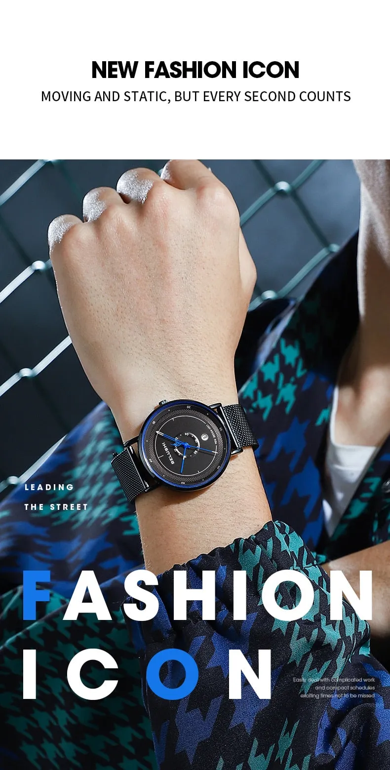BELUSHI New Fashion Men Watches Top Brand Sport Clock Mens Waterproof Quartz Watch Men Casual Wrist Watch Relogio Masculino