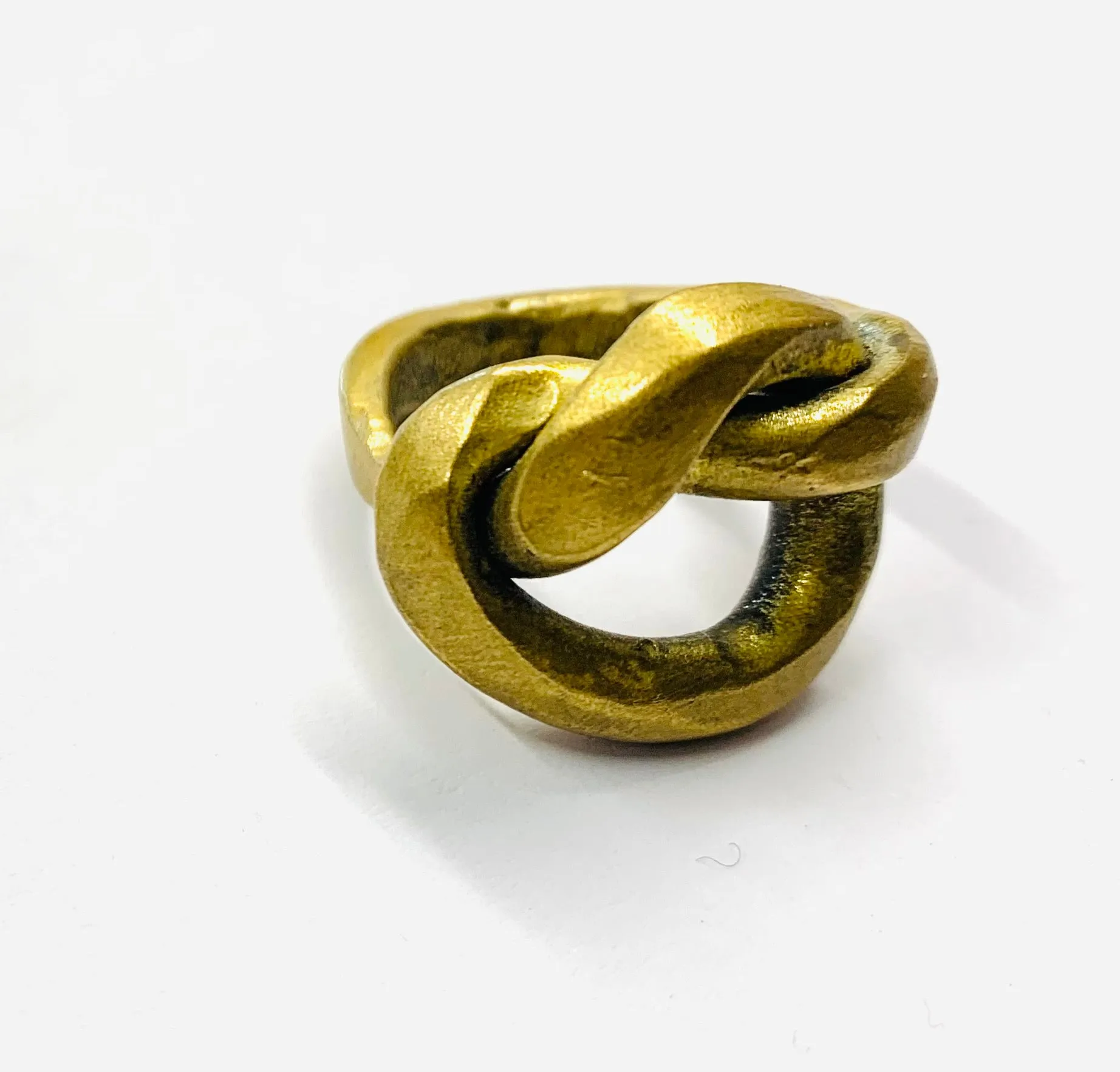 Big brass knot ring