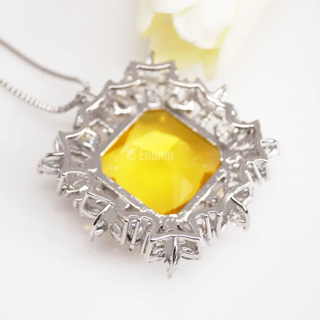 Big Citrine Pendant with Chain