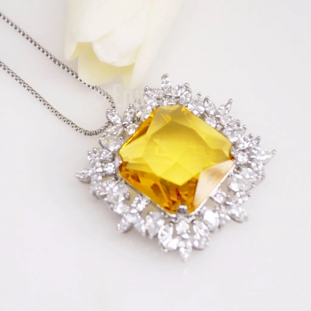 Big Citrine Pendant with Chain