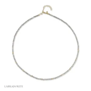 Birthstone Bead Necklace  In Labradorite