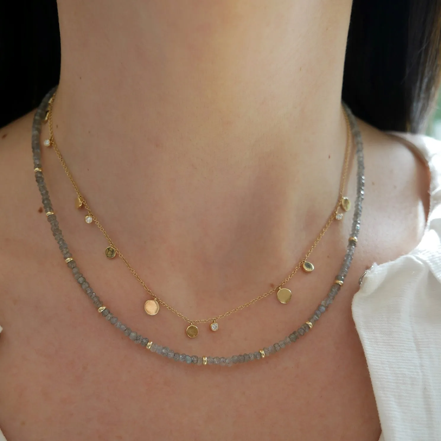 Birthstone Bead Necklace  In Labradorite